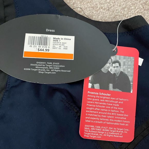 Proenza Schouler for Target 100% Silk Dress Navy Black Size 7 Size S Size M - Picture 7 of 10
